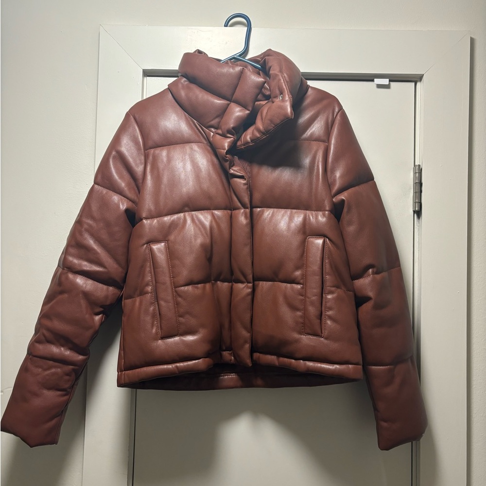 Abercrombie and fitch vegan leather mini puffer